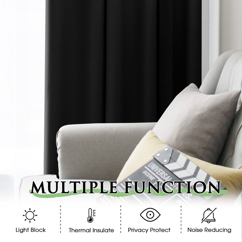 KGORGE 100% Blackout Liners for Curtains - Sun Blocking Window Liner for 84 inches Curtains, Bedroom Drapes Panels Full Light Block, Free Rings Included (2 Panels, Width 50" x Length 80", Black) - Image 5